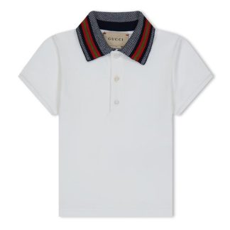 GUCCI Gucci Logo Polo In42 Kids White 9250  for sale