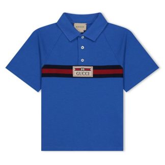 GUCCI Gucci Logo Polo Jn42 Kids Short Sleeve Polos Blue 4573 for sale