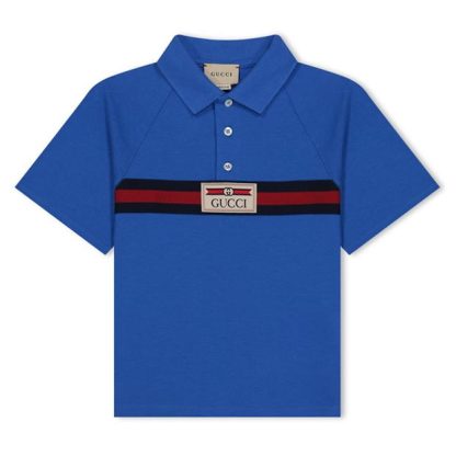 GUCCI Gucci Logo Polo Jn42 Kids Short Sleeve Polos Blue 4573 for sale