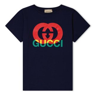 GUCCI Gucci Logo T-Shirt Jn34 Kids Regular Fit T-Shirts Navy 4585 for sale