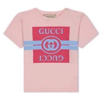 GUCCI Gucci Logo Tee In42 Kids Regular Fit T-Shirts Pink 6372 for sale