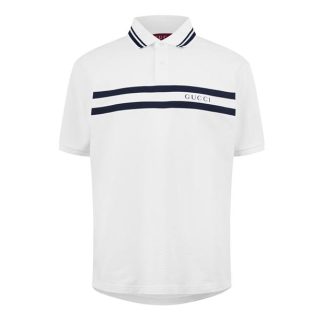 GUCCI Gucci Stripe Polo Sn44 Men White/Mc  for sale