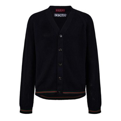 GUCCI Gucci Web Hem Cardi Sn44 Men Navy  for sale