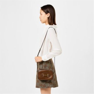 GUCCI Horsebit 1955 Small Shoulder Bag Women Brown Sugar  for sale