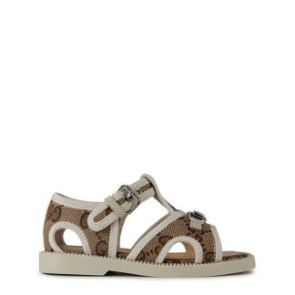 GUCCI Horsebit Canvas Sandals Infants Kids Brown 1942  for sale