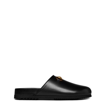 GUCCI Horsebit Slippers Women Flat Mules Black 1000 for sale