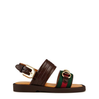 GUCCI Horsebit Web Sandal Infant Girls Kids Brown 2242  for sale