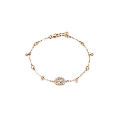 GUCCI Interlocking Diamond Bracelet Unisex Pink Gold  for sale