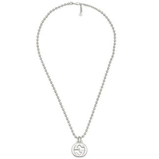 GUCCI Interlocking G Pendant Necklace Unisex Sterling Silver  for sale