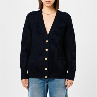 GUCCI Interlocking G Ribbed Cardigan Women Navy  for sale