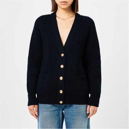 GUCCI Interlocking G Ribbed Cardigan Women Navy  for sale