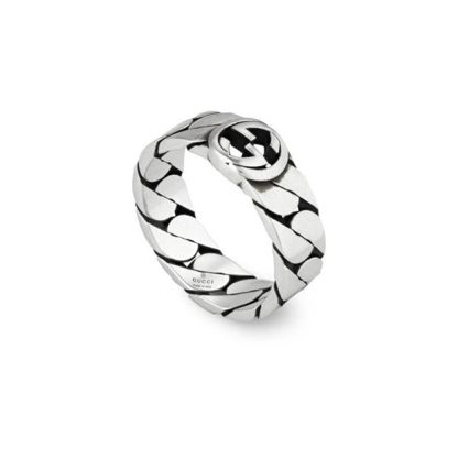 GUCCI Interlocking G Ring Unisex Sterling Silver  for sale