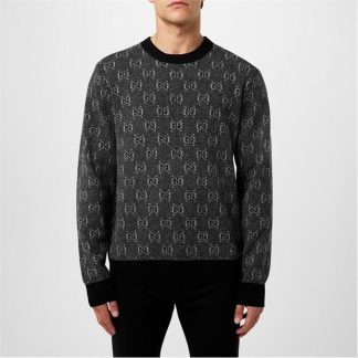 GUCCI Jacquard Knit Jumper Men Jumpers Grey 1230 for sale