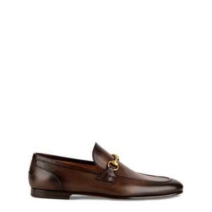 GUCCI Jordaan Leather Loafers Men Loafers Fondente 2024 for sale