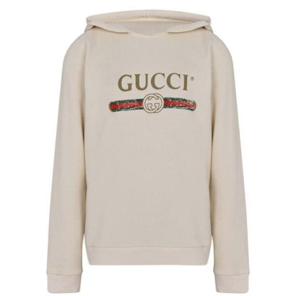 GUCCI Junior Boys Fake Logo Hoodie Kids White 9112  for sale