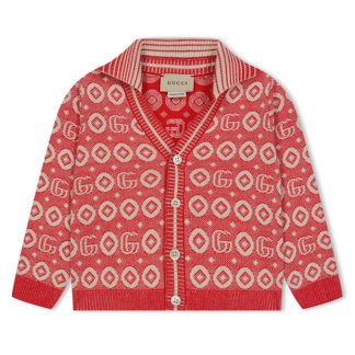 GUCCI Knit Cardigan Infants Kids Red/Bege 6085  for sale