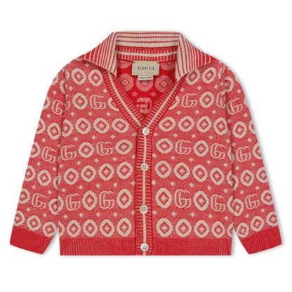 GUCCI Knit Cardigan Infants Kids Red/Bege 6085  for sale