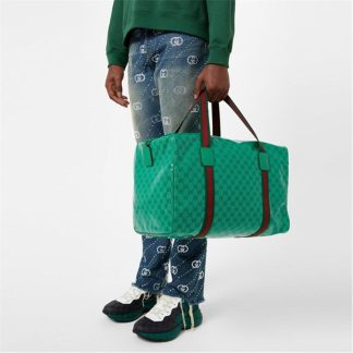 GUCCI Large Duffle Bag With Web Unisex Green Crystal  for sale