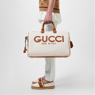 GUCCI Large Made In Italy Duffel Unisex Beige/Brown  for sale