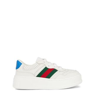 GUCCI Leather Webbed Trainers Juniors Kids White 9060  for sale