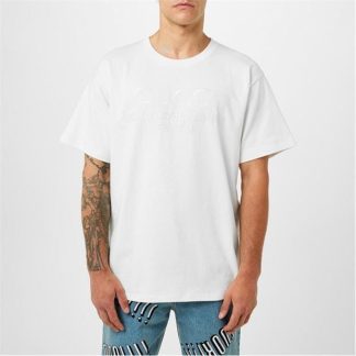 GUCCI Logo Embroidered T-Shirt Men White 9091  for sale