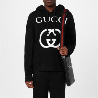 GUCCI Logo Hoodie Men Black 1289  for sale