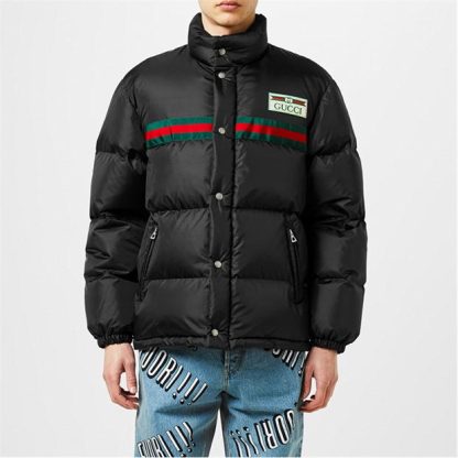 GUCCI Logo Puffer Jacket Men Black 1043  for sale