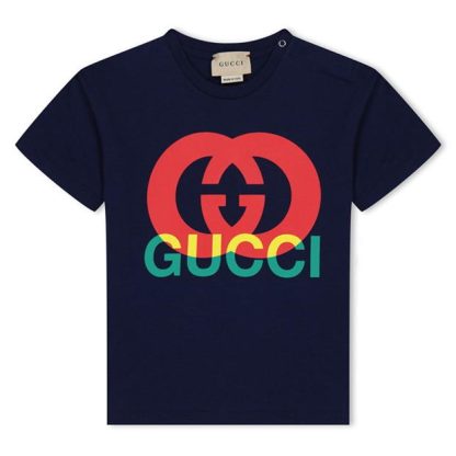 GUCCI Logo T-Shirt Kids Regular Fit T-Shirts Blk/Red 4585 for sale