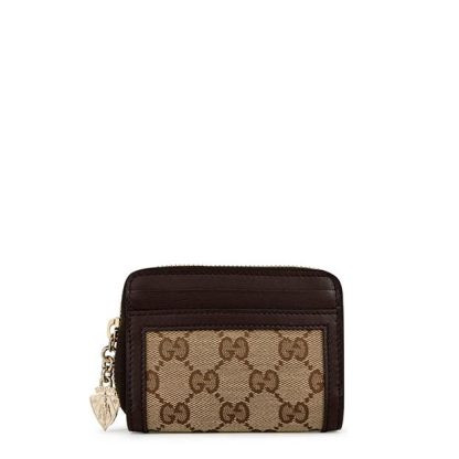 GUCCI Luce Mini Zip Wallet Women Beige Ebony  for sale