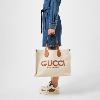 GUCCI Made In Italy Canvas Tote Women Beige  for sale