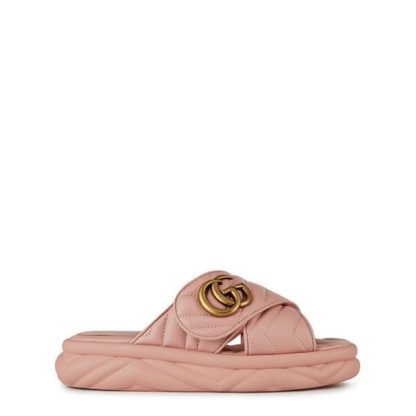 GUCCI Marmont Gg Slides Women Flat Sandals Perfect Pink for sale