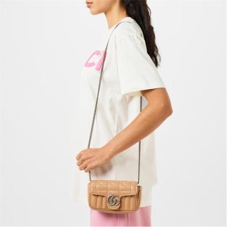 GUCCI Marmont Gg Super Mini Quilted Shoulder Bag Women Crossbody Bags Rose Beige 2754 for sale