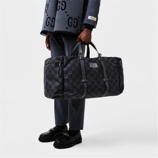 GUCCI Maxi Gg Polyester Duffle Bag Unisex Grey/Black  for sale