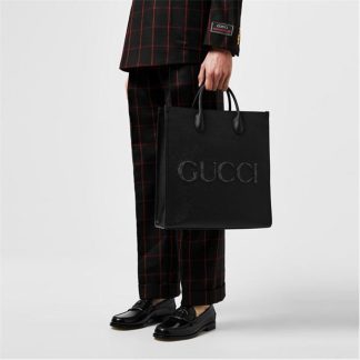 GUCCI Medium Logo Tote Bag Unisex Black  for sale