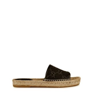 GUCCI Open Espadrille Sandals Women Black Med Grey  for sale