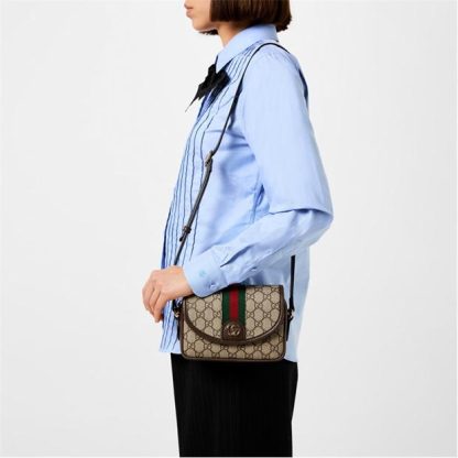 GUCCI Ophidia Gg Mini Shoulder Bag Women Ebony/Acero  for sale