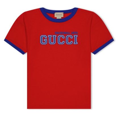 GUCCI Orginal 1921 Cotton T-Shirt Juniors Kids Regular Fit T-Shirts Cream/Red 6344 for sale