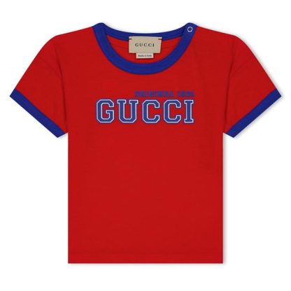 GUCCI Original 1921 Cotton T-Shirt Infants Kids Red/Blu 6344  for sale