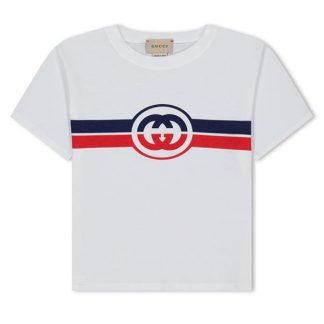 GUCCI Printed Cotton T-Shirt Juniors Kids White 9337  for sale