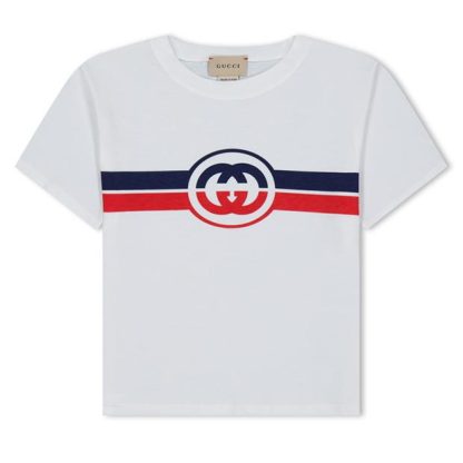 GUCCI Printed Cotton T-Shirt Juniors Kids White 9337  for sale