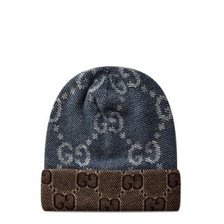 GUCCI Reversible Gg Beanie Women Navy/Brown  for sale