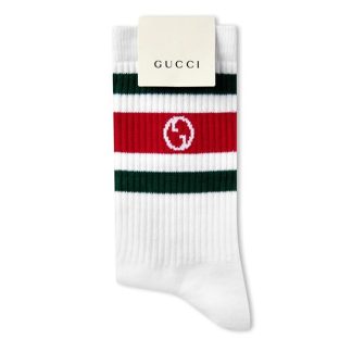 GUCCI Round Interlocking G Cotton Socks Women Flame/Green  for sale