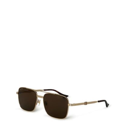 GUCCI Square Frame Sunglasses Unisex Gold/Brown  for sale