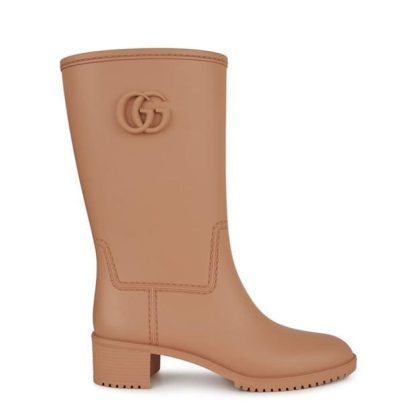 GUCCI Stanley Rain Boots Women Knee High Boots Vint Camel for sale