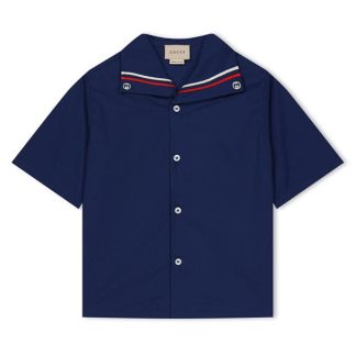 GUCCI Stretch Cotton Shirt Boys Kids Blue 4265  for sale