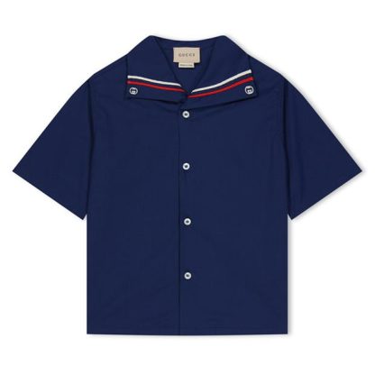 GUCCI Stretch Cotton Shirt Boys Kids Blue 4265  for sale