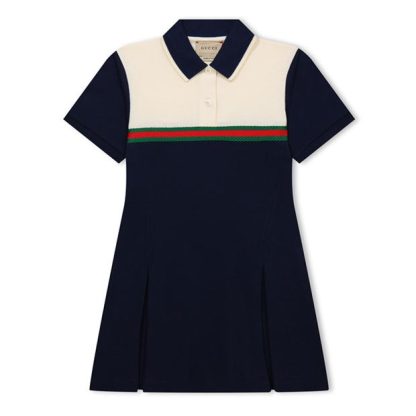 GUCCI Striped Polo Stretch-Cotton Dress Girls Kids Multi 4582  for sale