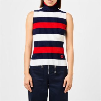 GUCCI Striped Turtleneck Top Women Ivory/Blue/R  for sale