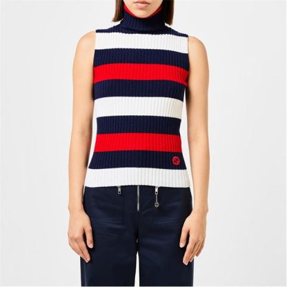 GUCCI Striped Turtleneck Top Women Ivory/Blue/R  for sale