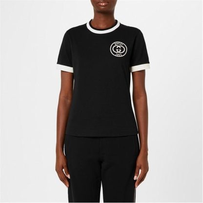 GUCCI Subtle Logo T-Shirt Women Slim Fit T-Shirts Black Mix 1043 for sale